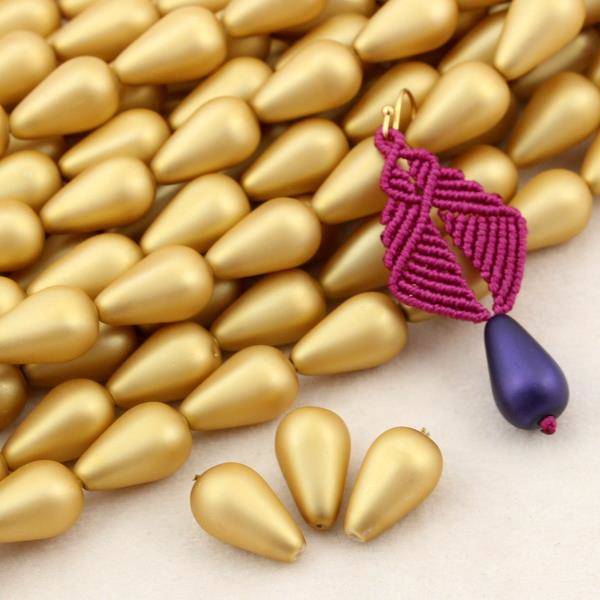 Drop Beads Velvet Brass 18x11mm [4szt]