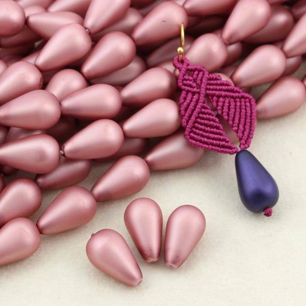 Drop Beads Velvet Powder Pink 18x11mm [4szt]