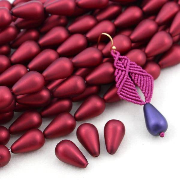 Drop Beads Velvet Sangria Red 18x11mm [4szt]