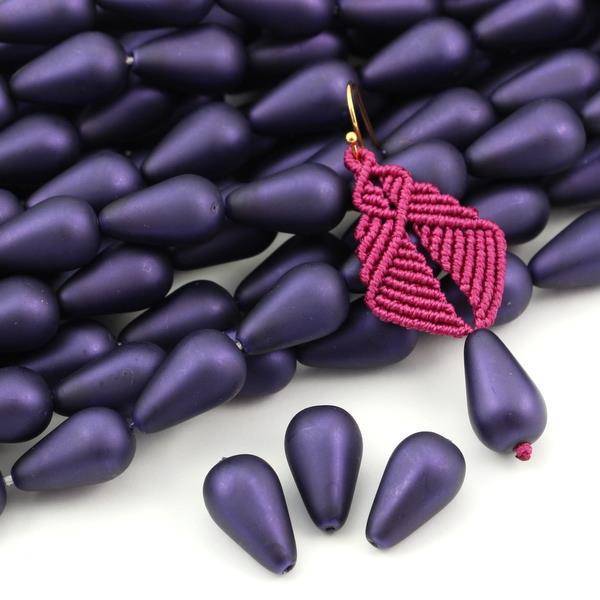 Drop Beads Velvet Sugar Plum 18x11mm [4szt]