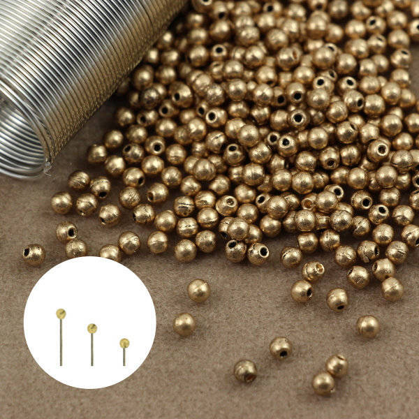 Finial Half-Drilled Round Bead 2mm Matte - Metallic Flax [40szt]