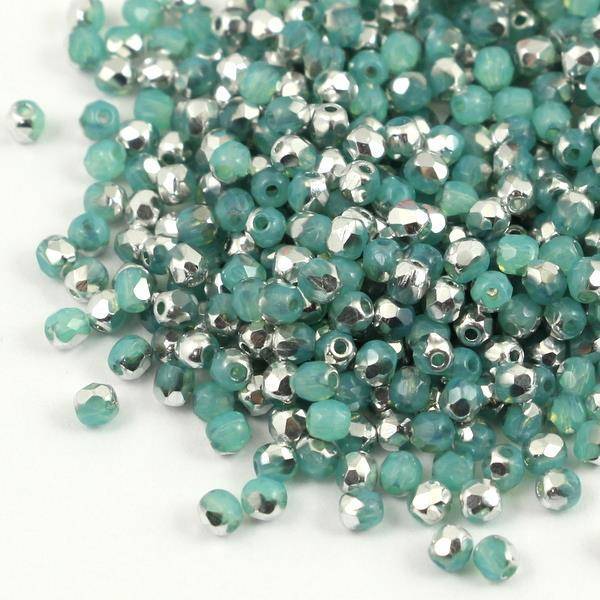 Fire Polish 3mm Aqua Opal Labrador [40szt]