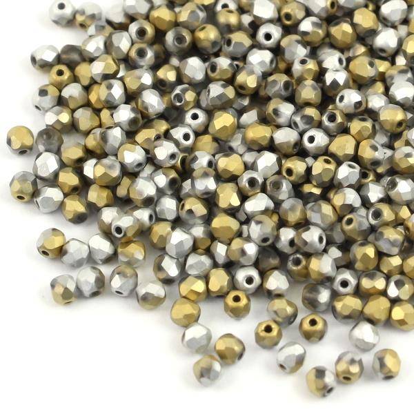 Fire Polish 3mm Crystal California Silver Matted [40szt]