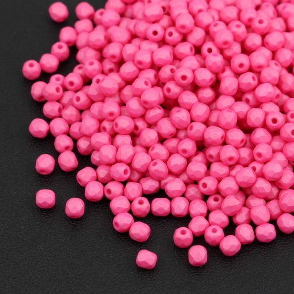 Fire Polish 3mm Fuchsia Neon Silk Matted [40szt]