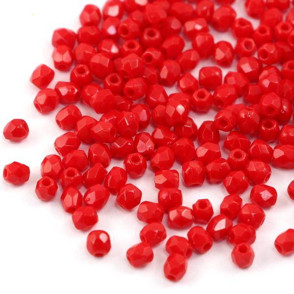 Fire Polish 3mm Opaque Red [40szt]