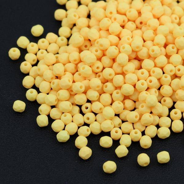 Fire Polish 3mm Yellow Neon Silk Matted [40szt]