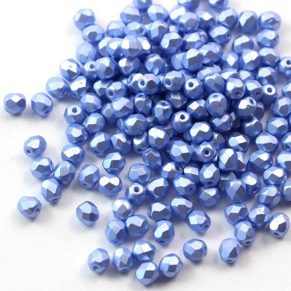 Fire Polish 4mm Alabaster Pastel Lt.Sapphire [40szt]