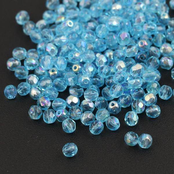 Fire Polish 4mm Aquamarine AB [40szt]