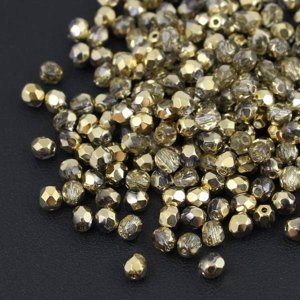 Fire Polish 4mm Crystal Amber [20szt]