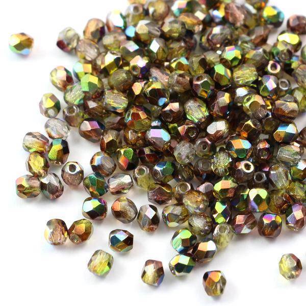 Fire Polish 4mm Crystal Magic Green [40szt]