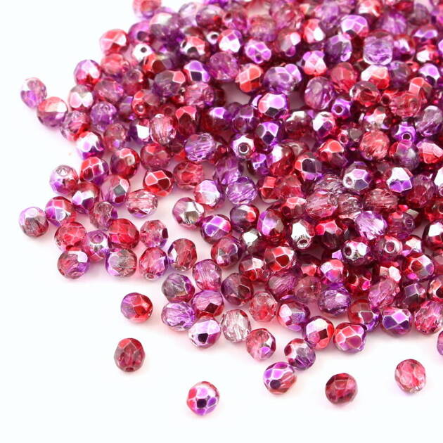 Fire Polish 4mm Crystal Pink Lila Apollo [20szt]