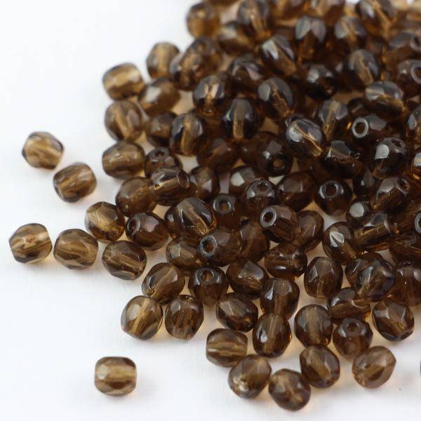 Fire Polish 4mm Dark Smoky Topaz [20szt]