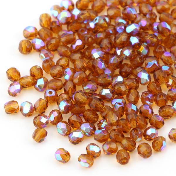 Fire Polish 4mm Dark Topaz AB [40szt]