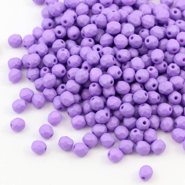 Fire Polish 4mm Lavender Silk Matted [20szt]