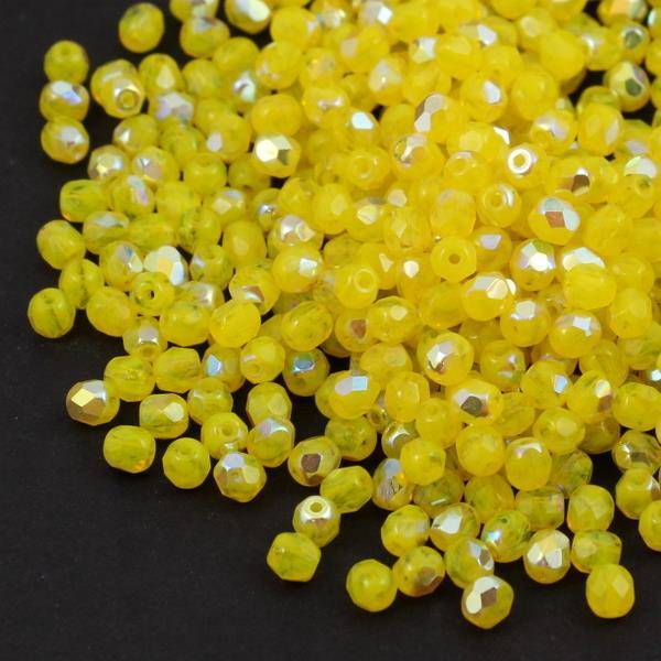 Fire Polish 4mm Opal Sunflower AB [20szt]