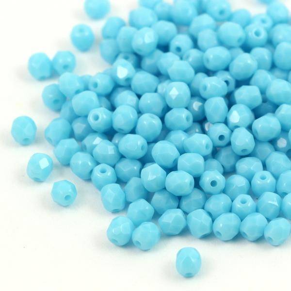 Fire Polish 4mm Opaque Turquoise Blue [20szt]