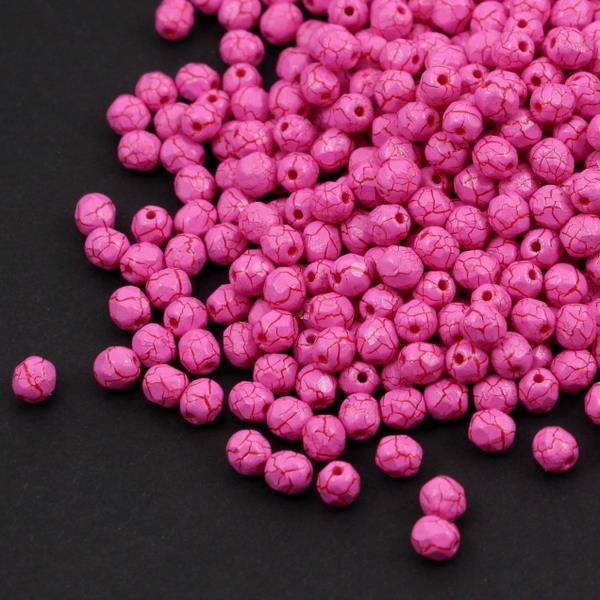 Fire Polish 4mm Pink Crackle [20szt]