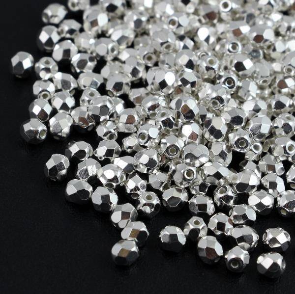 Fire Polish 4mm Silver Plated HQ [20szt]