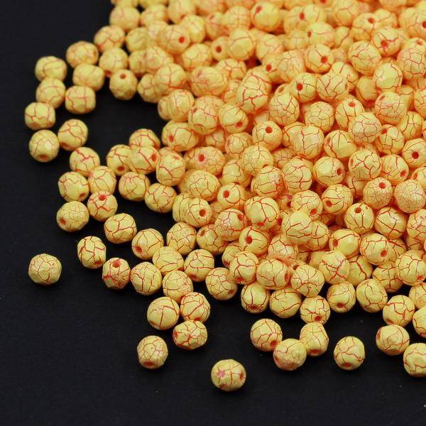 Fire Polish 4mm Yellow Crackle [20szt]