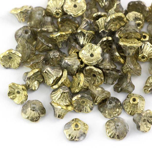 Flower Cup Beads Crystal Amber 7x5mm [10szt]