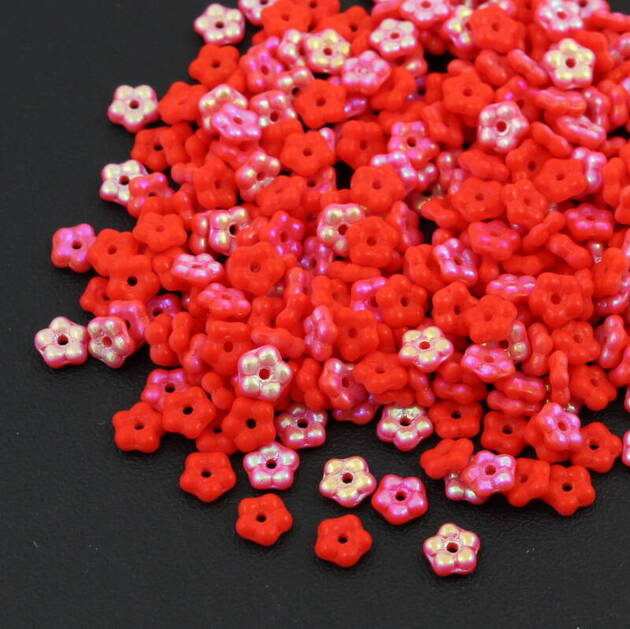 Forget me not Beads Opaque Red AB 5mm [50szt]