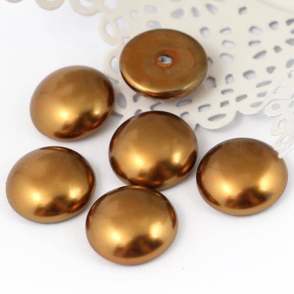 Glass Pearl Cabochon Brass Gold 18mm