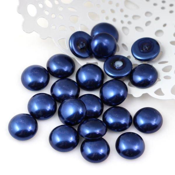 Glass Pearl Cabochon Midnight Blue 12mm