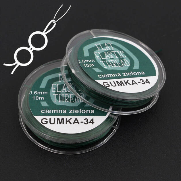 Gumka płaska nitkowa ciemna zielona 0,6mm [10m]