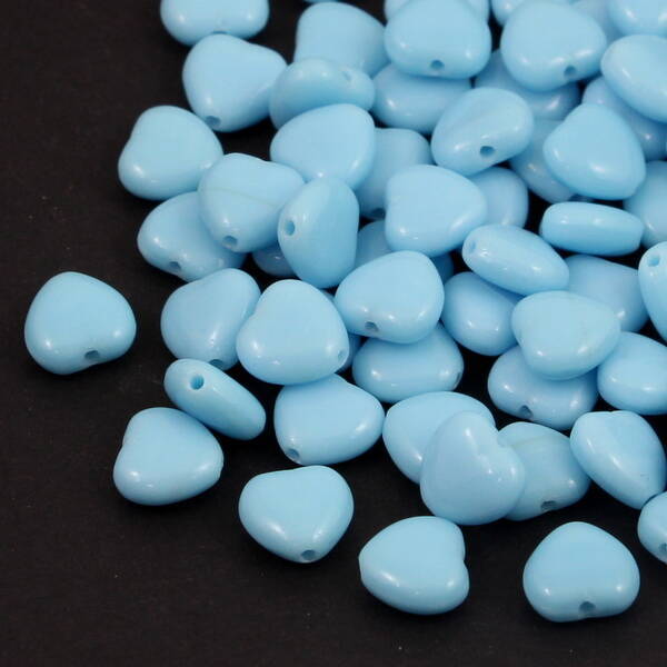 Heart Beads Opaque Blue Turquoise 8mm [10szt]