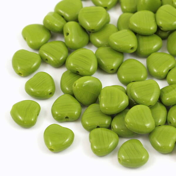 Heart Beads Opaque Olivine 8mm [10szt]