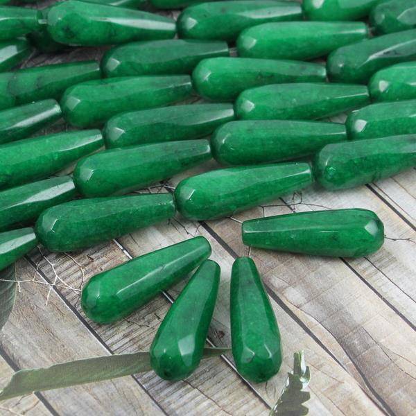 Jadeit kropla fasetowana zielona 30x10mm