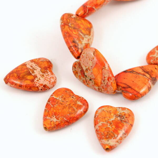 Jaspis lazurowe wybrzeże serce pomarańczowe 20x15mm