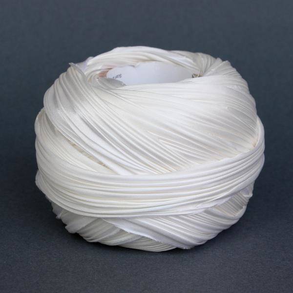 Jedwabna wstążka Shibori - White [10cm]