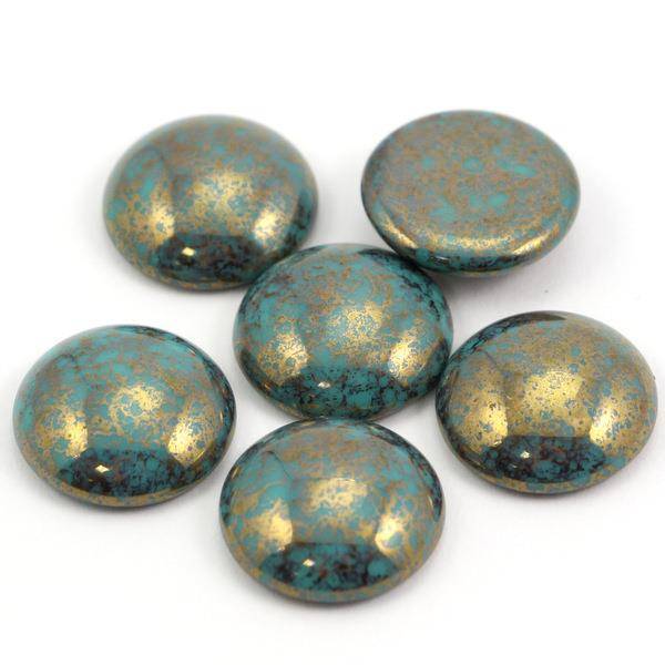 Kaboszon Les Perles par Puca Opaque Blue Turquoise Bronze 18mm