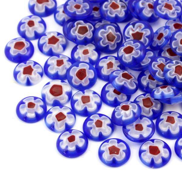 Kaboszon millefiori okrągły niebieski 12mm