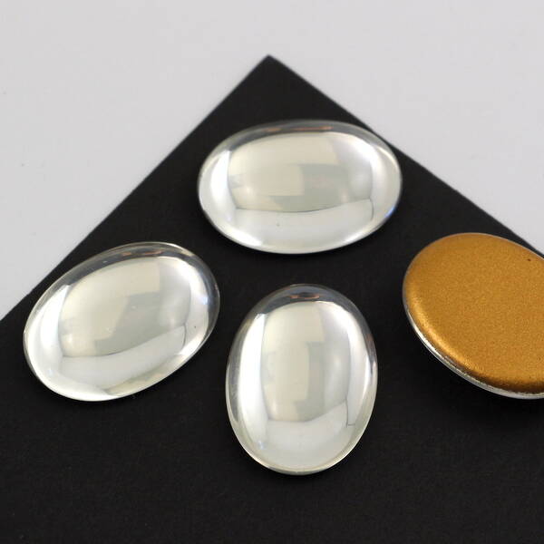 Kaboszon szklany Crystal - Gold Matte Foiled owal 25x18mm