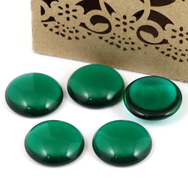 Kaboszon szklany Dark Emerald 18mm