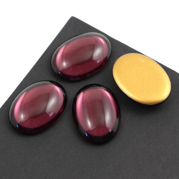 Kaboszon szklany Med Amethyst - Gold Matte Foiled owal 25x18mm