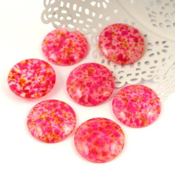Kaboszon szklany moneta różowo-pomarańczowa 25mm