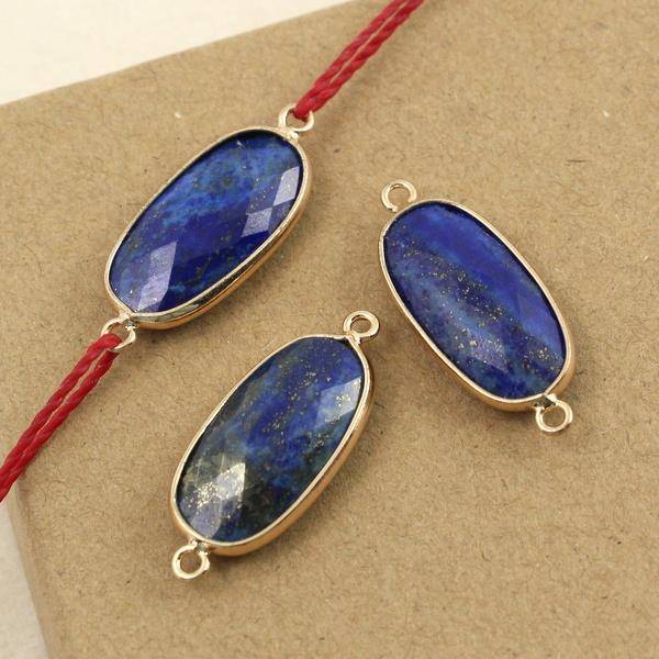 Łącznik w złotej oprawie lapis lazuli owal 29x11mm