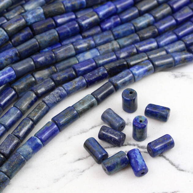 Lapis lazuli ze złotym pirytem wałek gładki 9x6mm