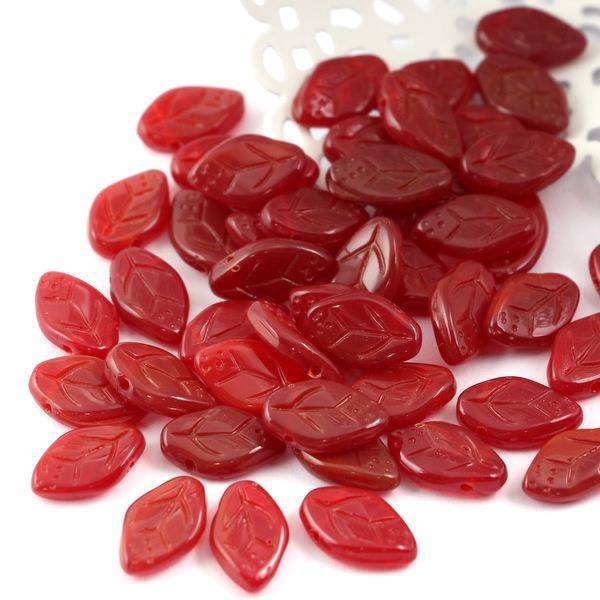 Listek szklany Opaque Red 12x8mm [10szt]