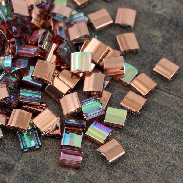 Miyuki Tila Beads 5x5x1,9mm Crystal Copper Rainbow [30szt]