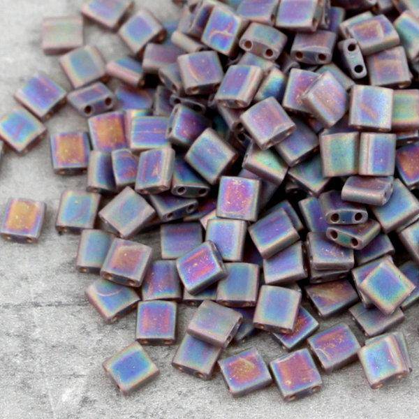 Miyuki Tila Beads 5x5x1,9mm Transp Brown AB Matted [30szt]