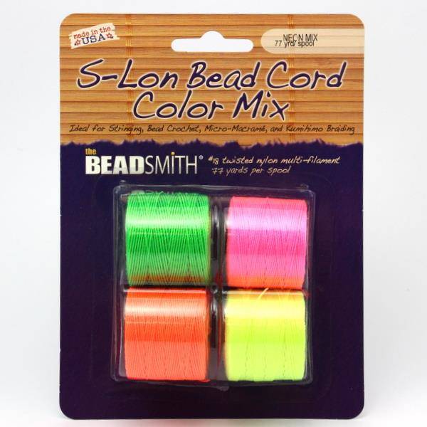Nici nylonowe S-Lon bead cord NEON MIX 0,5mm/70m [4szt]