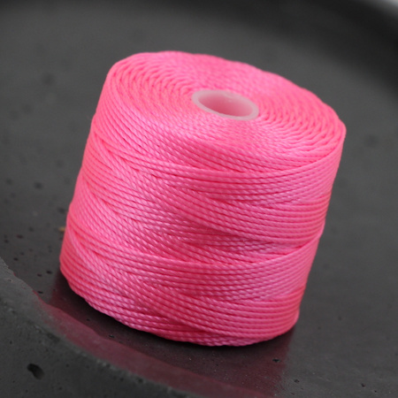 Nici nylonowe S-Lon heavy twist bead/mac cord NEON PINK 0,5mm/70m [szpula]