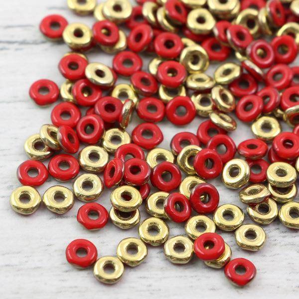 O bead donut 4x1mm Opaque Red Amber [2,5g]