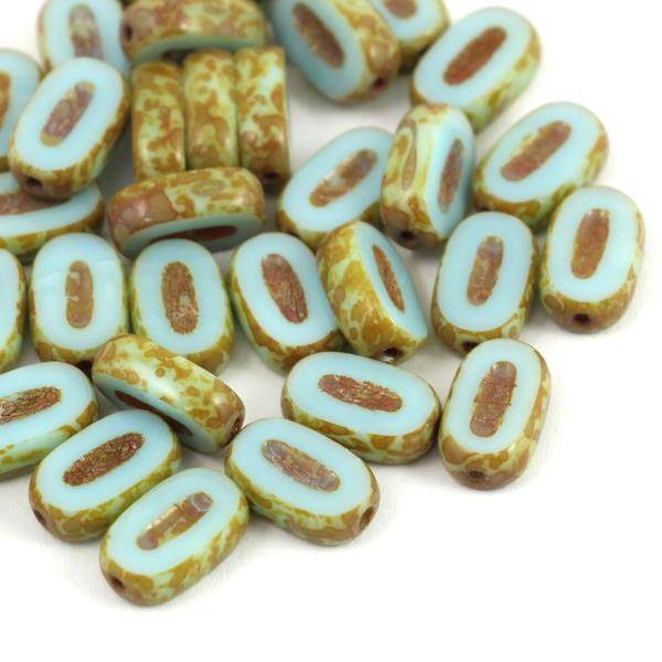 Oval Beads Opaque Turquoise Light Blue Travertine 10x6mm