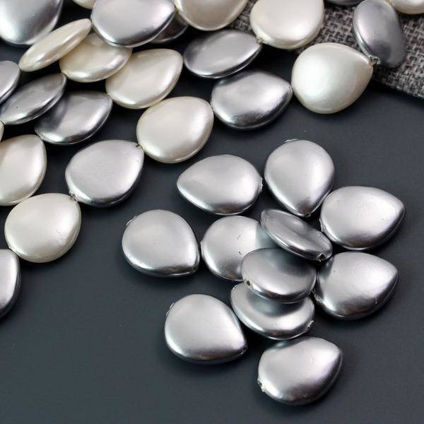 Perła seashell łezka srebrna 18x15mm
