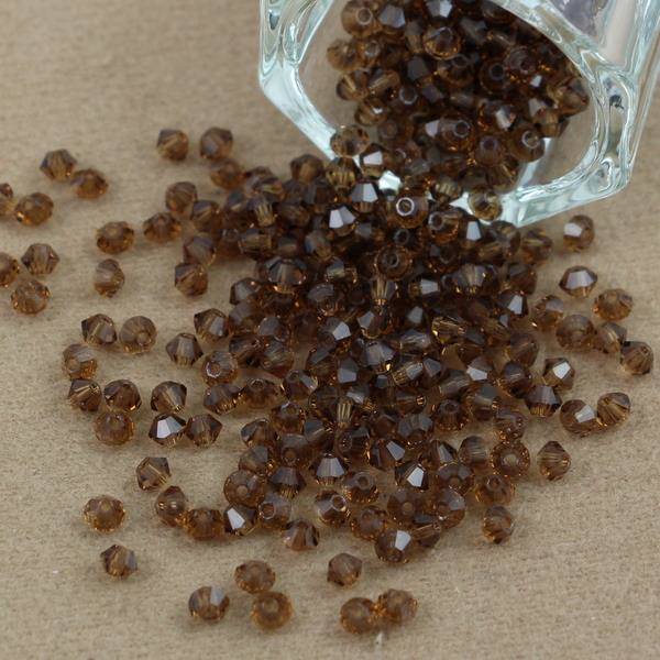 Preciosa Bicone Bead Rondelle Smoked Topaz 3mm [20szt]